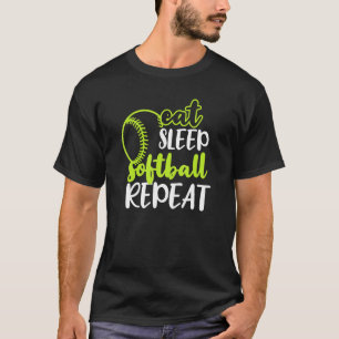 Eat Sleep Softball Repeat funny American USA Sport T-Shirt