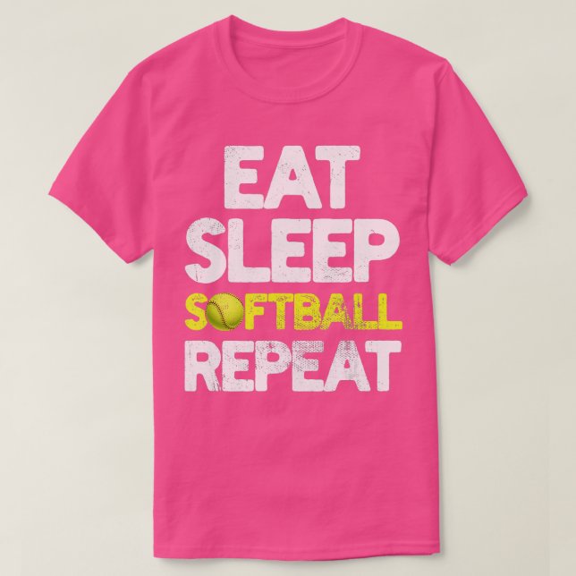 Eat Sleep Softball Repeat Funny Softball Player Co T-Shirt (Design Front)