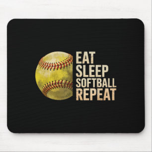 Eat Sleep Softball Repeat Funny Softball Player Me Mouse Mat