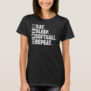 Eat Sleep Softball Repeat Girls Boys Kids Teens Me T-Shirt