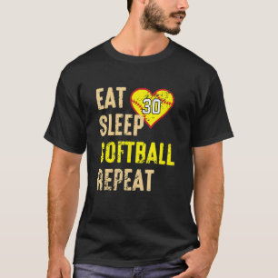 Eat Sleep Softball Repeat Jersey Number 30 Vintage T-Shirt