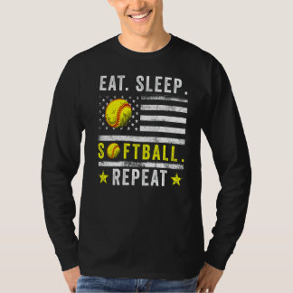 Eat Sleep Softball Repeat Softball Coach American T-Shirt