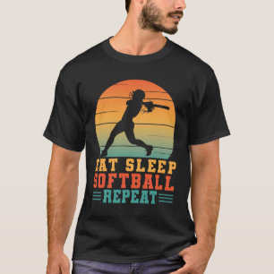 Eat Sleep Softball Repeat Softball Player Pithers T-Shirt