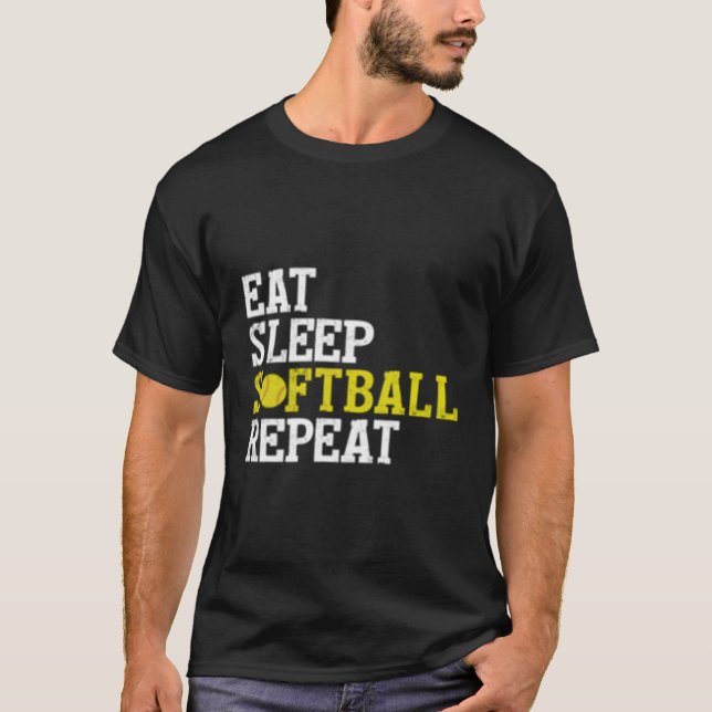 Eat Sleep Softball Repeat T-Shirt (Front)