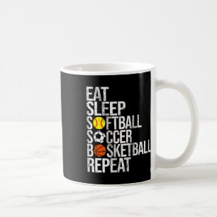 Eat Sleep Softll Soccer Sketll Repeat Funny Sport Coffee Mug