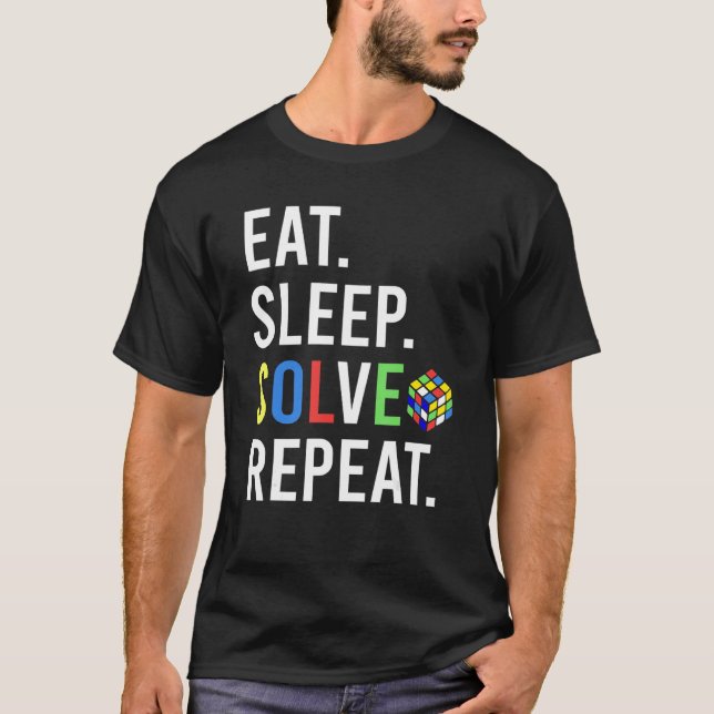 Eat Sleep Solve Puzzles Repeat  Puzzle 1 T-Shirt (Front)