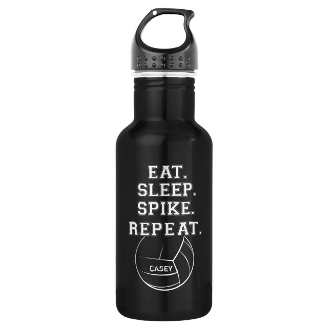 Eat Sleep Spike Repeat Volleyball Water Bottle (Front)
