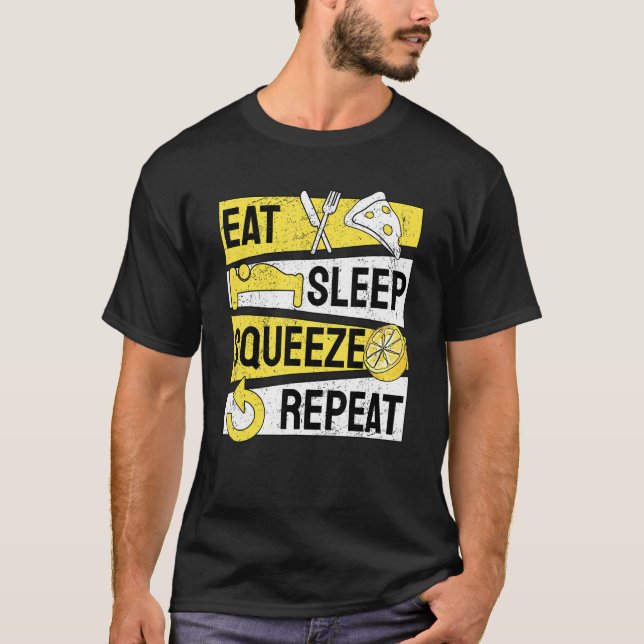 Eat Sleep Squeeze Repeat Lemonade Stand T-Shirt (Front)