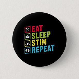 Eat Sleep Stim Repeat Autism Awareness Kids Boys W 6 Cm Round Badge