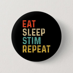 Eat Sleep Stim Repeat Autism Awareness Kids Boys W 6 Cm Round Badge