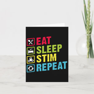 Eat Sleep Stim Repeat Autism Awareness Kids Boys W Card