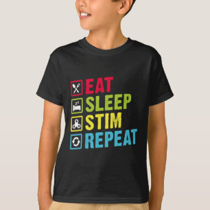 Eat Sleep Stim Repeat Autism Awareness Kids Boys W T-Shirt
