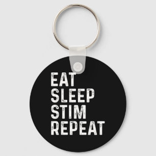 Eat Sleep Stim Repeat Autism Awareness Kids Funny Key Ring