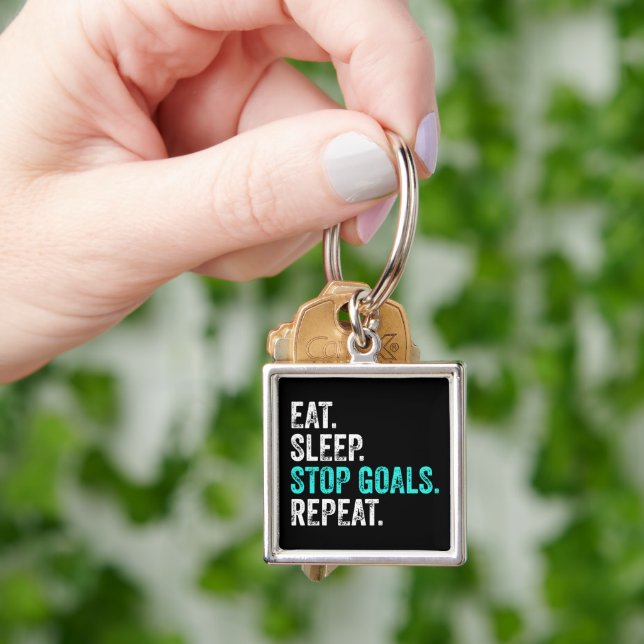 Eat Sleep Stop Goals Repeat - Goalkeeper Gift    Key Ring (Hand)