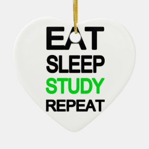 Eat sleep study repeat ceramic tree decoration