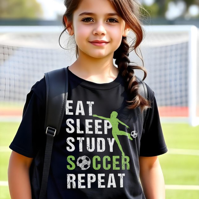 Eat Sleep Study Soccer Repeat Girls Soccer Player T-Shirt (Creator Uploaded)