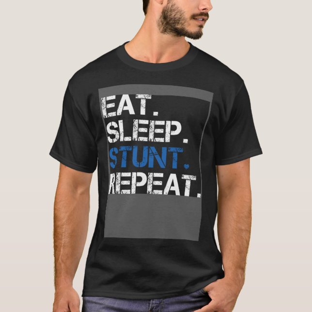 Eat Sleep Stunt Repeat Blue Cheerleader Girl Gift  T-Shirt (Front)