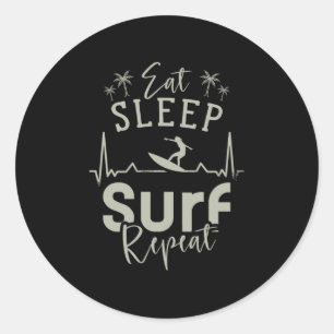 Eat Sleep Surf Repeat Classic Round Sticker
