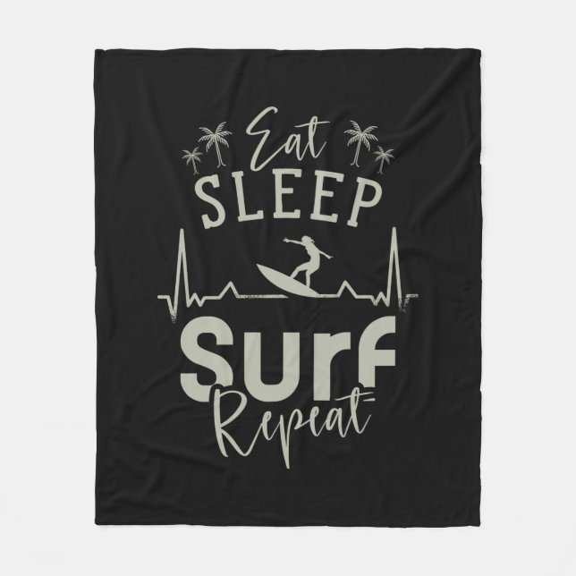 Eat Sleep Surf Repeat Fleece Blanket (Front)