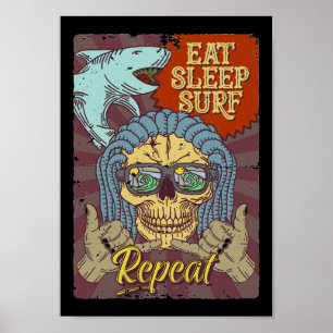 Eat Sleep Surf Repeat Poster