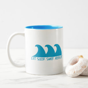 Eat Sleep Surf Repeat Two-Tone Coffee Mug