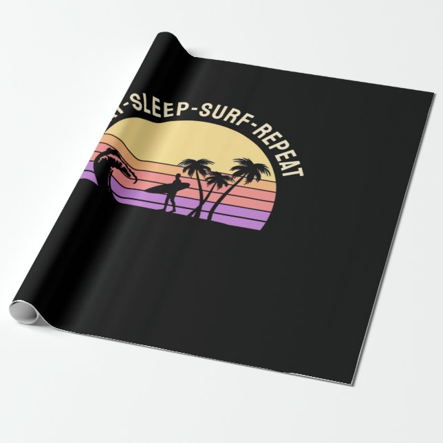 Eat Sleep Surf Repeat Wrapping Paper (Unrolled)