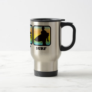 Eat Sleep Surf Retro Surfer Silhouette Travel Mug
