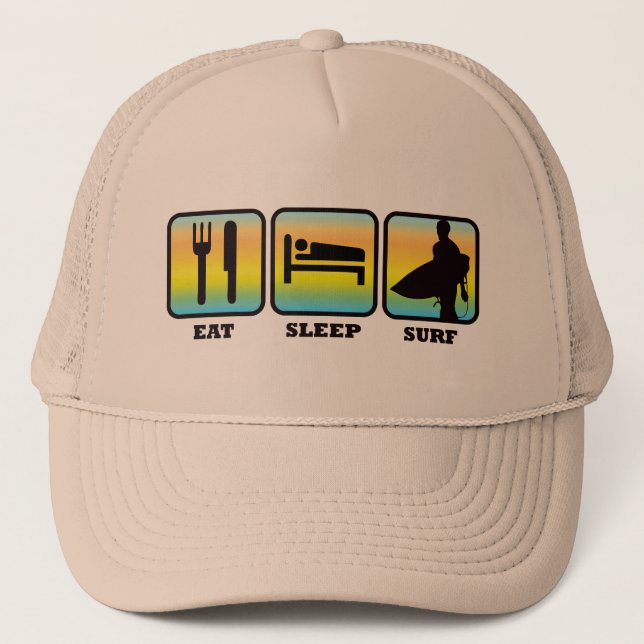 Eat, Sleep, Surf Trucker Hat (Front)