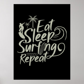 Eat Sleep Surfing Repeat Poster