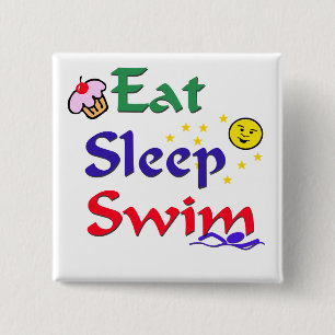 Eat Sleep Swim 15 Cm Square Badge