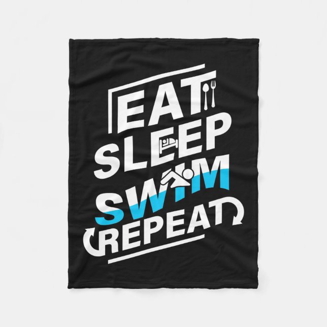 Eat Sleep Swim Fleece Blanket (Front)
