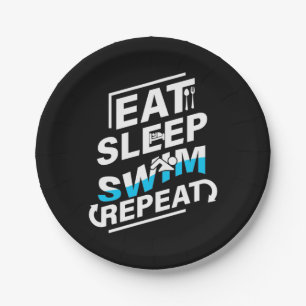 Eat Sleep Swim Paper Plate