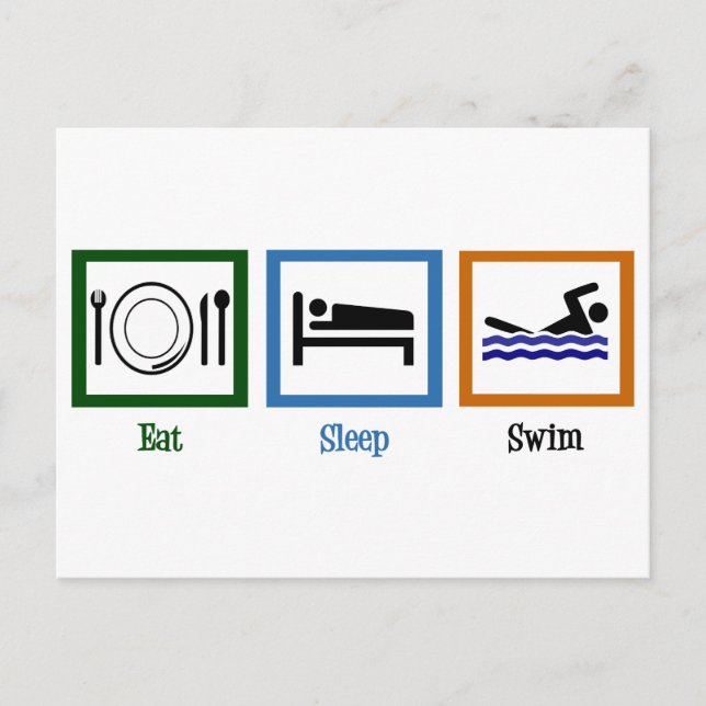 Eat Sleep Swim Postcard (Front)