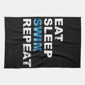 Eat Sleep Swim Repeat - Funny Gift for Swimmer Tea Towel