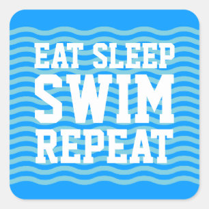 Eat sleep swim repeat funny water sports stickers