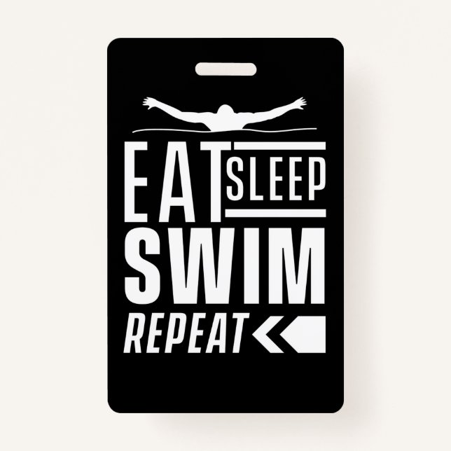 Eat Sleep Swim Repeat ID Badge (Front)