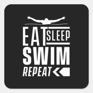 Eat Sleep Swim Repeat Square Sticker