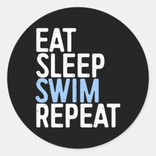 Eat Sleep Swim Repeat Swimmer Gif Classic Round Sticker