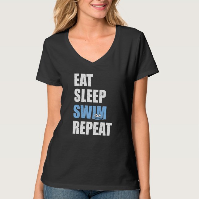 Eat Sleep Swim Repeat Swimmer T-Shirt (Front)