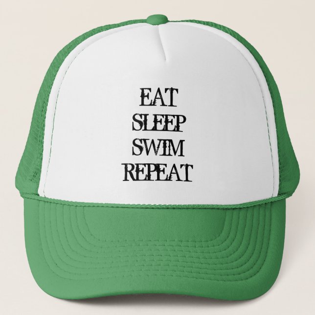 EAT SLEEP SWIM REPEAT swimming coach sports hat (Front)