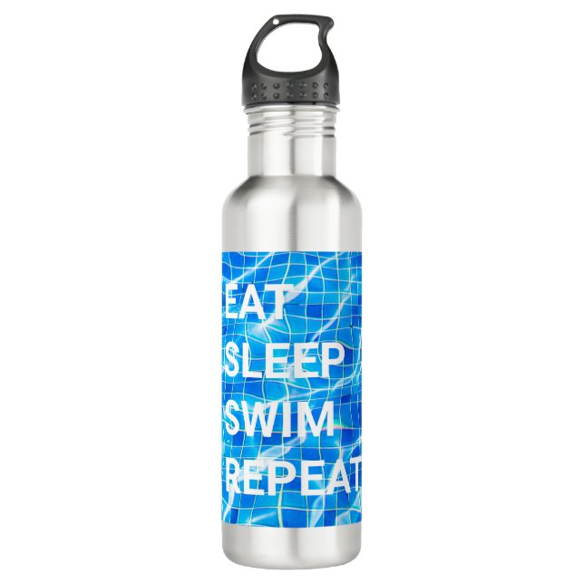 Eat Sleep Swim Repeat Swimming Pool Aquatic 710 Ml Water Bottle (Front)