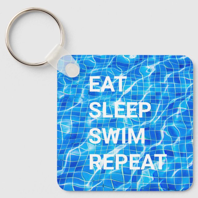 Eat Sleep Swim Repeat Swimming Pool Aquatic Key Ring (Front)