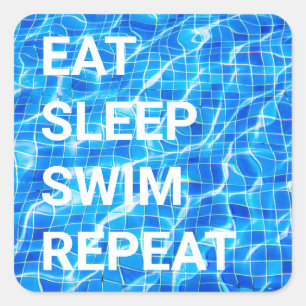 Eat Sleep Swim Repeat Swimming Pool Aquatic Square Sticker