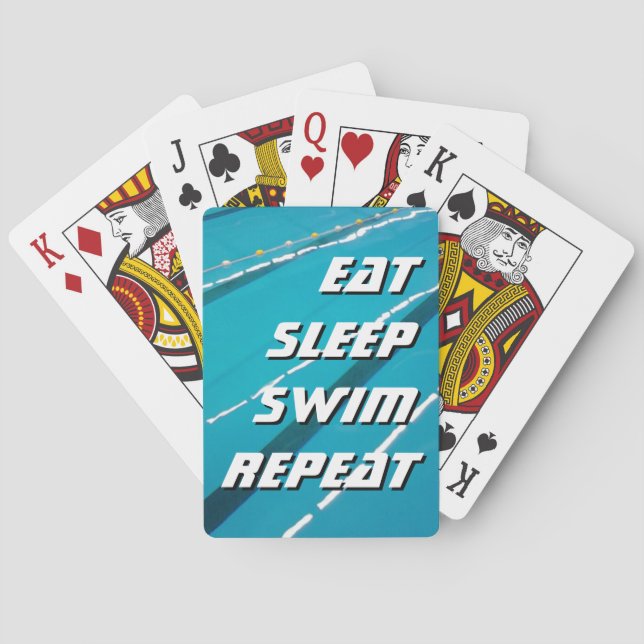 EAT SLEEP SWIM REPEAT swimming pool playing cards (Back)