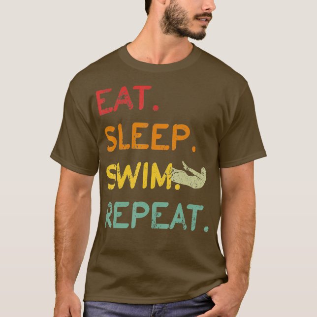 Eat Sleep Swim Repeat Triathlon Swimming Coach T-Shirt (Front)