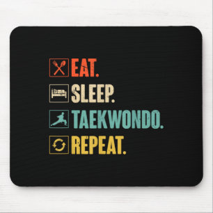 Eat Sleep Taekwondo Repeat Retro Vintage Taekwondo Mouse Mat