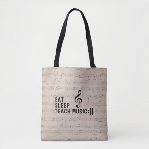 Eat Sleep Teach Music Repeat Music Humour Tote Bag
