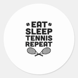 eat sleep tennis repeat classic round sticker