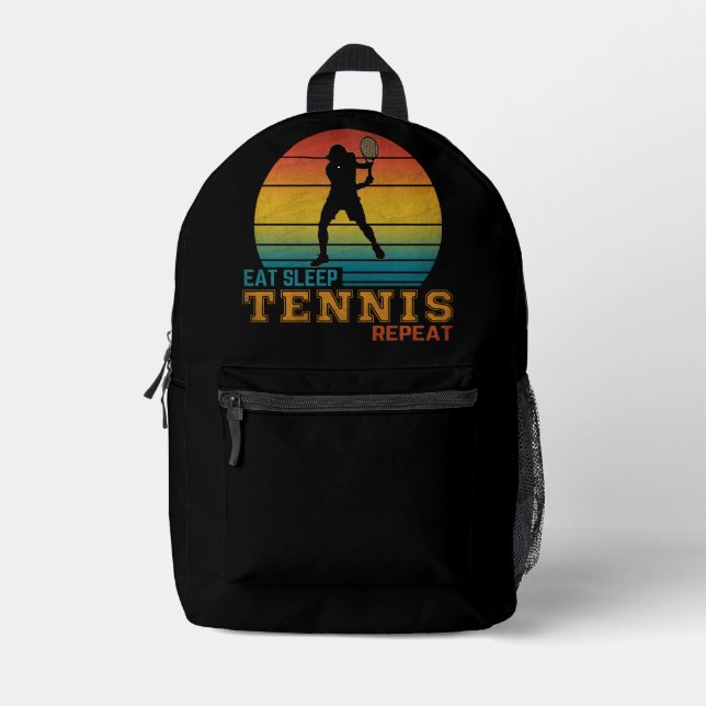 Eat Sleep Tennis Repeat Printed Backpack (Front)