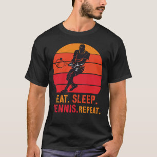 Eat Sleep Tennis Repeat Retro Sunset T-Shirt